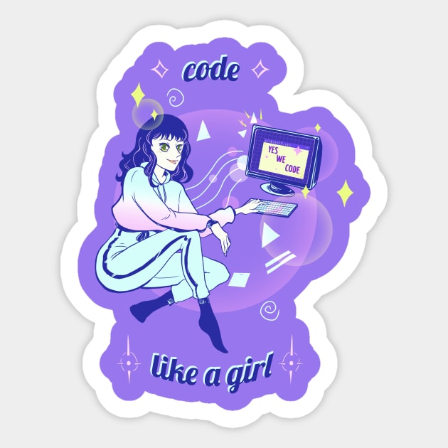 code like a girl (yeswecode) Sticker by mahatmandie